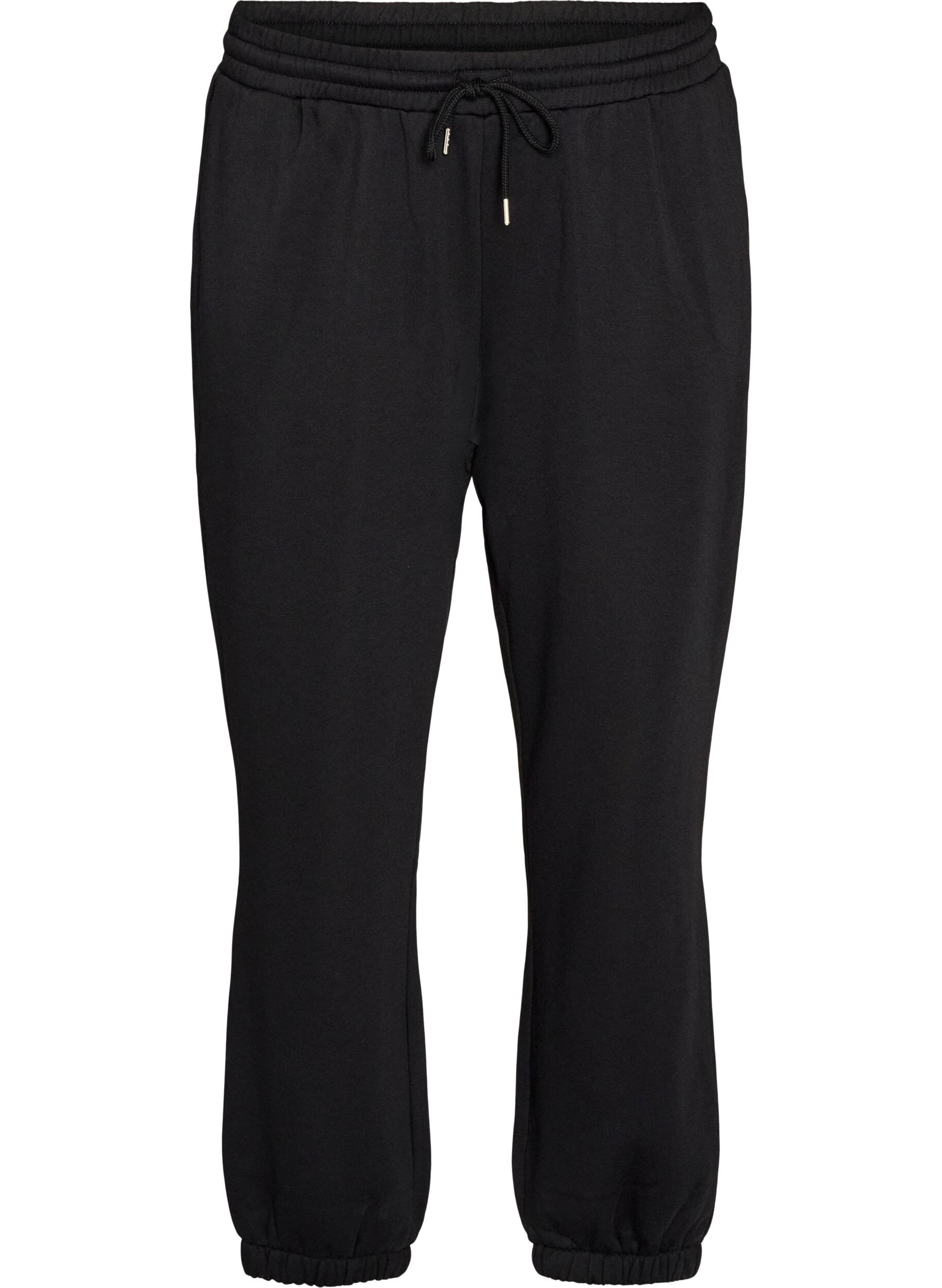 ZizzifashionHigh-waisted sweatpants with drawstring, Black, Packshot image number 0
