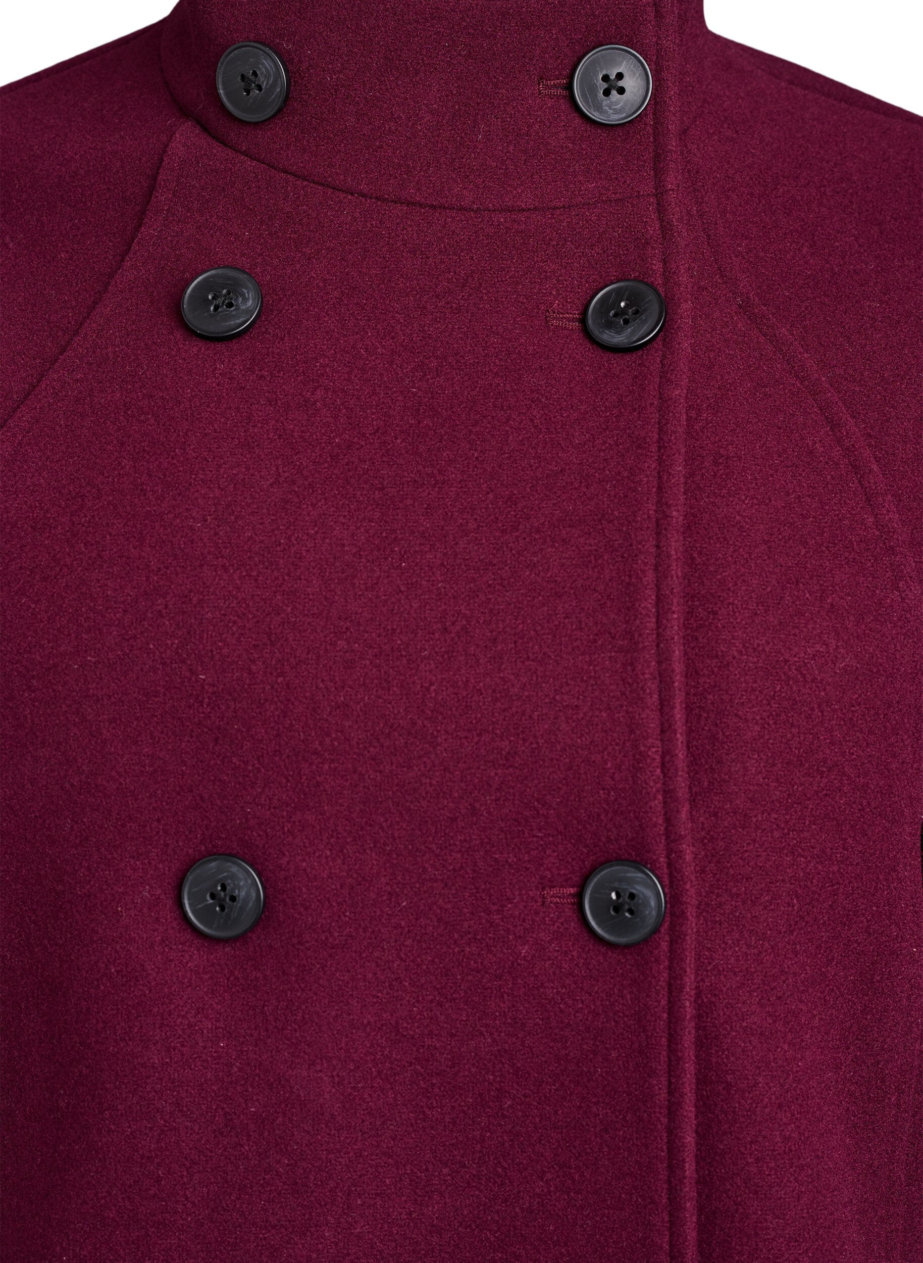 ZizzifashionShort coat with A-line shape, Dark Bordeaux, Packshot image number 2