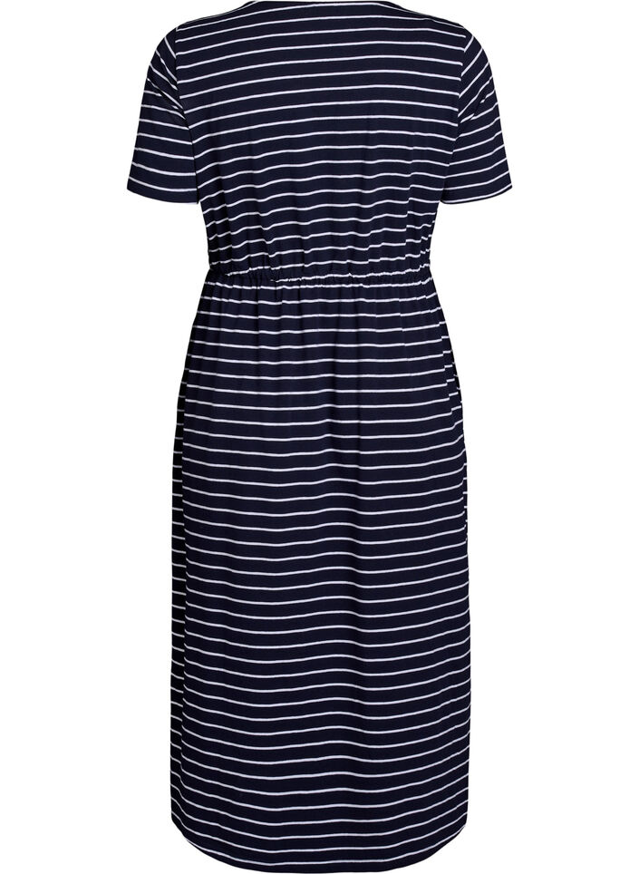 Striped midi dress in cotton with short sleeves, Blue, Packshot image number 1