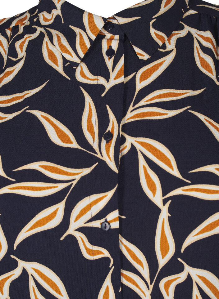 Shirt with leaf print and collar, Ev. Blue w. Leaf AOP, Packshot image number 2