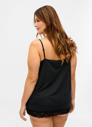Night top with lace details, Black, Model image number 1