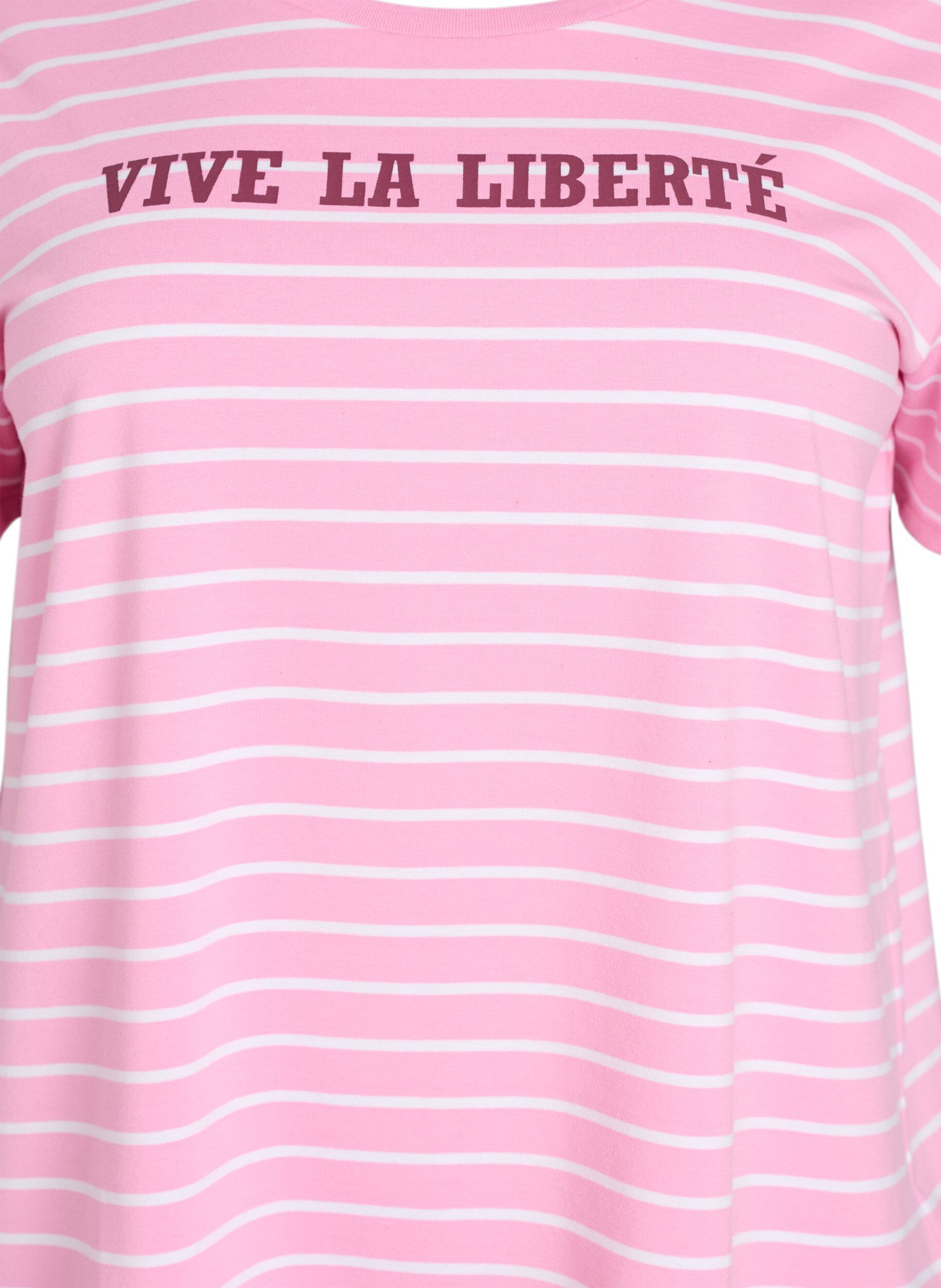 Zizzifashion Striped T-shirt with text print, Pink, Packshot image number 2