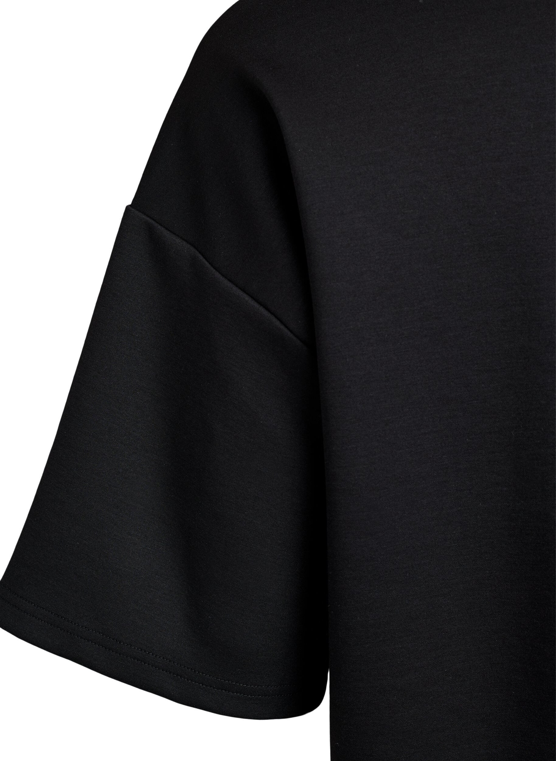 Zizzifashion Short-sleeved sweatshirt with a high collar, Black, Packshot image number 4