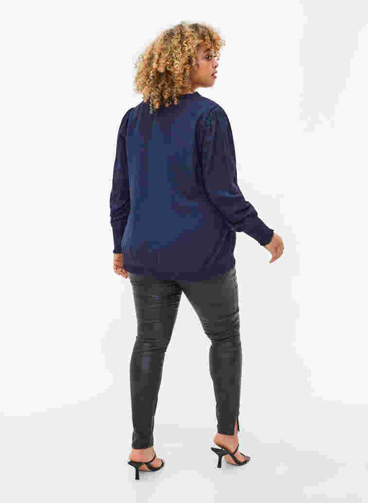 Coated leggings with slit, Black, Model image number 1