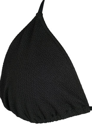 Triangle bikini bra with crepe structure, Black, Packshot image number 2