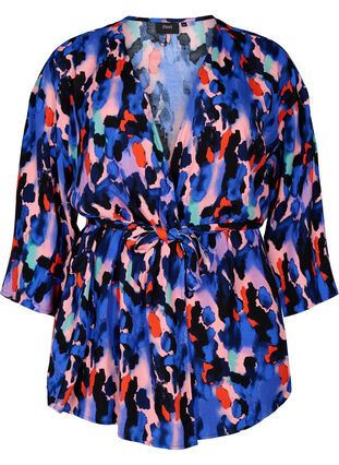 Kimono in viscose with print, Colorful Animal, Packshot image number 0