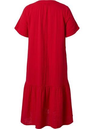 Waist dress with short sleeves in cotton, Barbados Cherry, Packshot image number 1