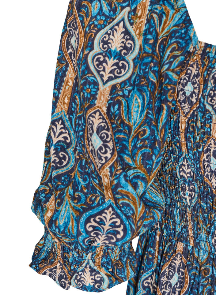 Summer dress in viscose with paisley print, Blue, Packshot image number 3