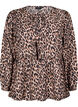Peplum blouse with tie and leopard print, Brown, Packshot image number 0