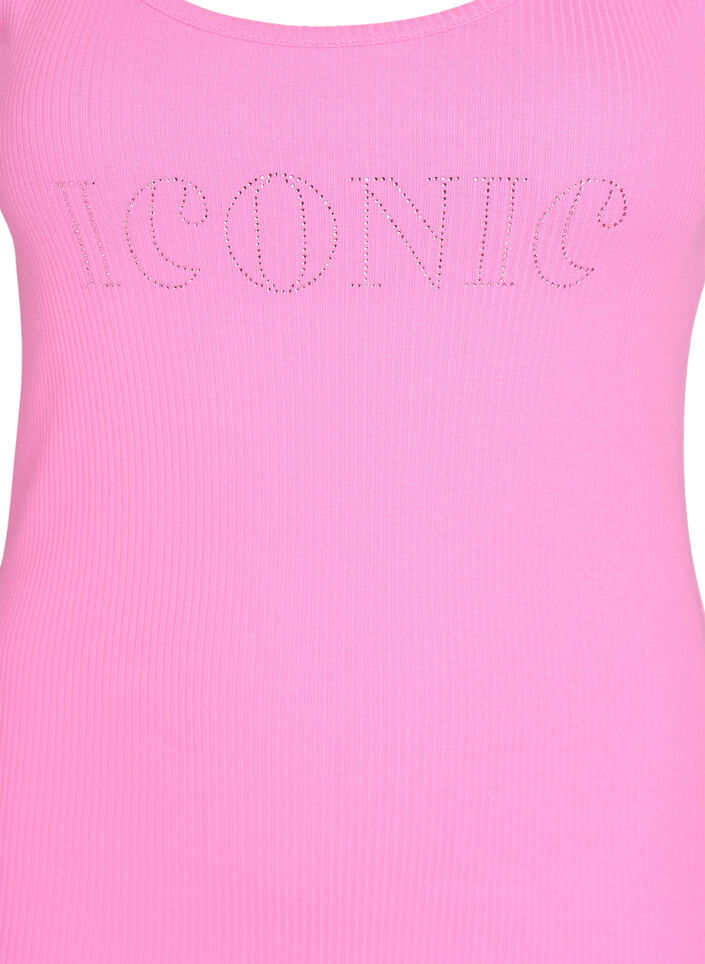 Slim-fit tank top with rhinestones, Pink, Packshot image number 2