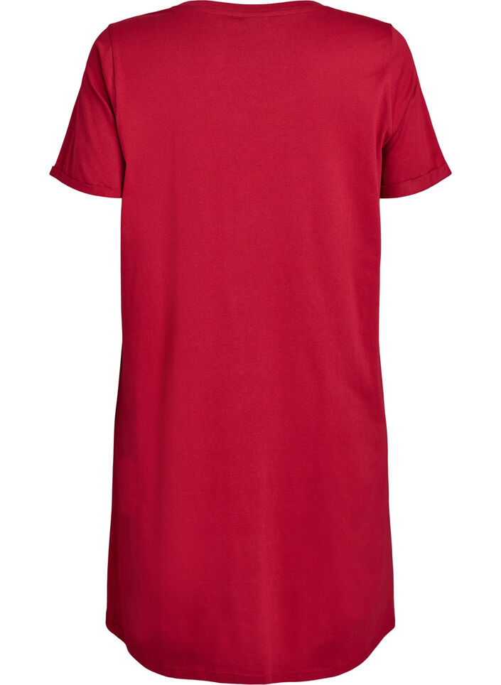 Short-sleeved nightgown in organic cotton, Red, Packshot image number 1