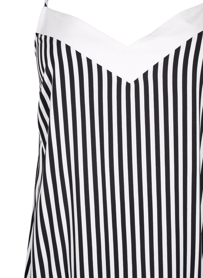 FLASH - Striped strap dress in viscose, Black White Stripe, Packshot image number 2