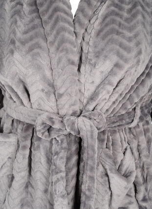 Short patterned dressing gown with pockets, Dark Grey, Packshot image number 2