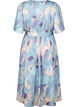 Short sleeve satin dress with print and tie, Gray mist AOP, Packshot image number 1