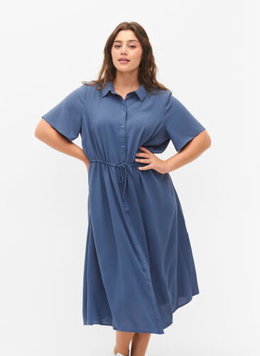 Shirt dress with short sleeves, Vintage Indigo, Model image number 2