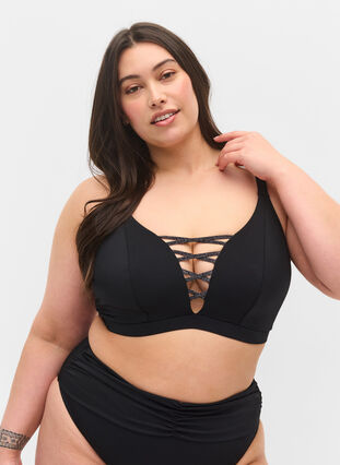 Bikini top with string details, Black, Model image number 0