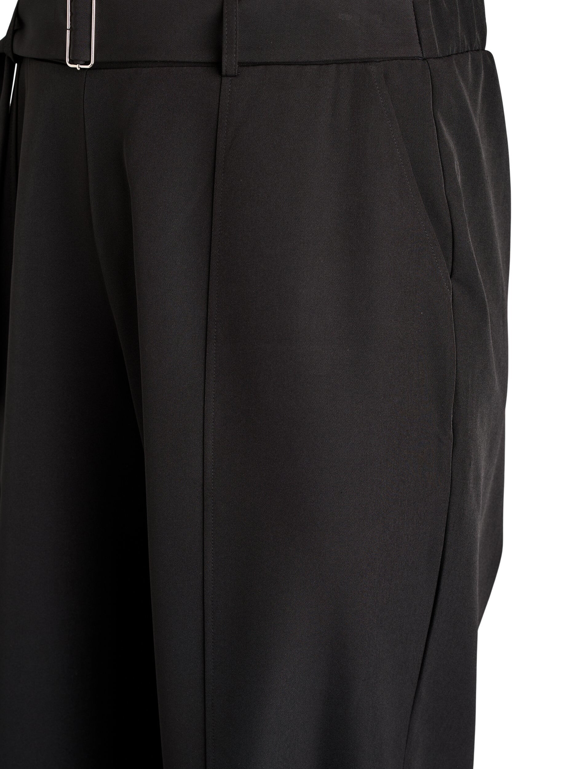 Zizzifashion High-waisted trousers with belt, Black, Packshot image number 2