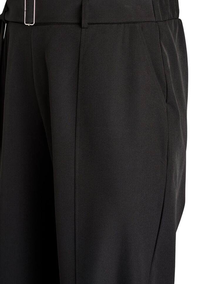 High-waisted trousers with belt, Black, Packshot image number 2