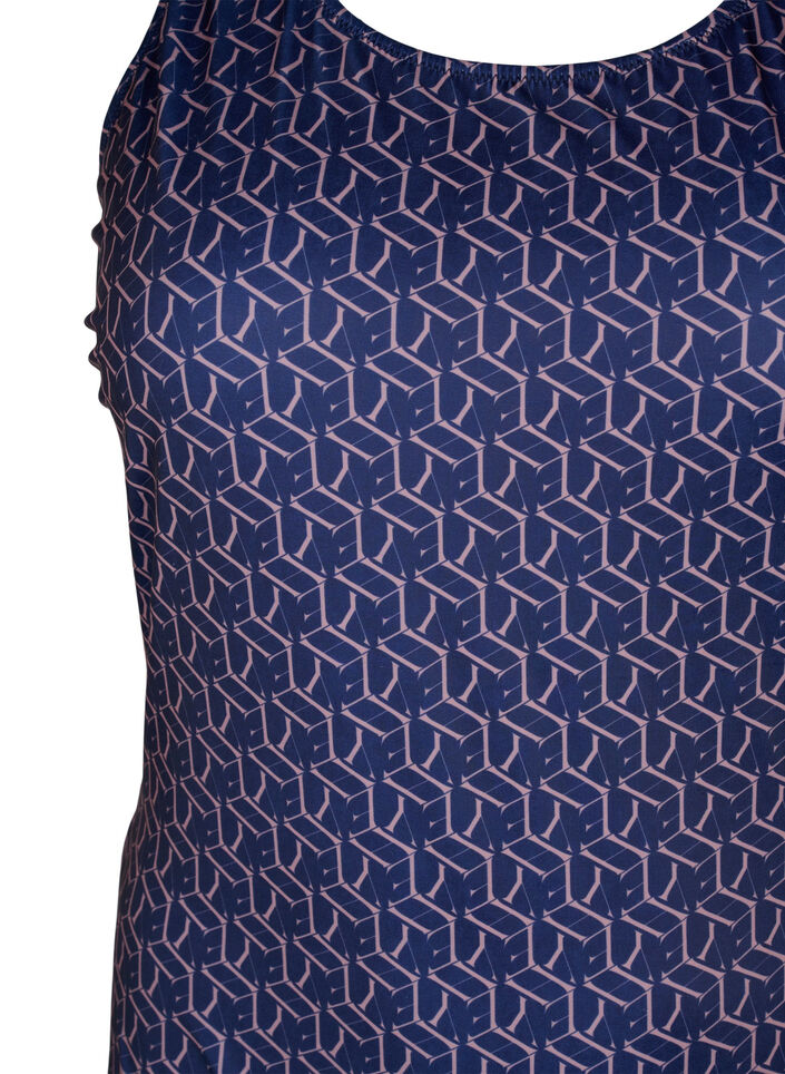 Swimsuit with print and crossed back, Text Print, Packshot image number 2
