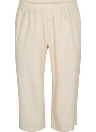 7/8 trousers in cotton blend with linen, Sandshell, Packshot image number 0