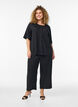 High-waisted culottes with an elasticated back, Black, Model image number 0