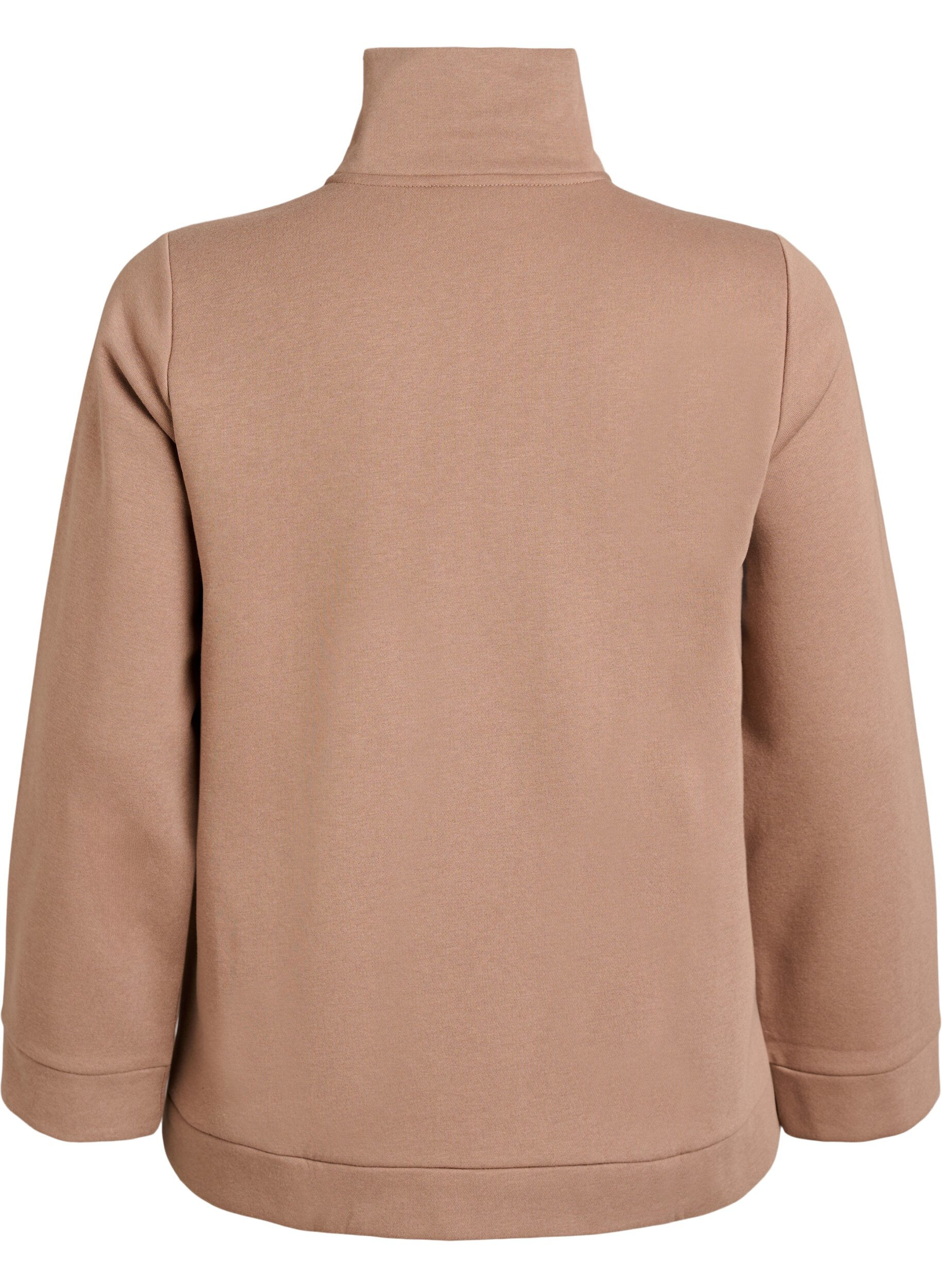Zizzifashion Sweatshirt with high neck and zipper closure, Brown, Packshot image number 1