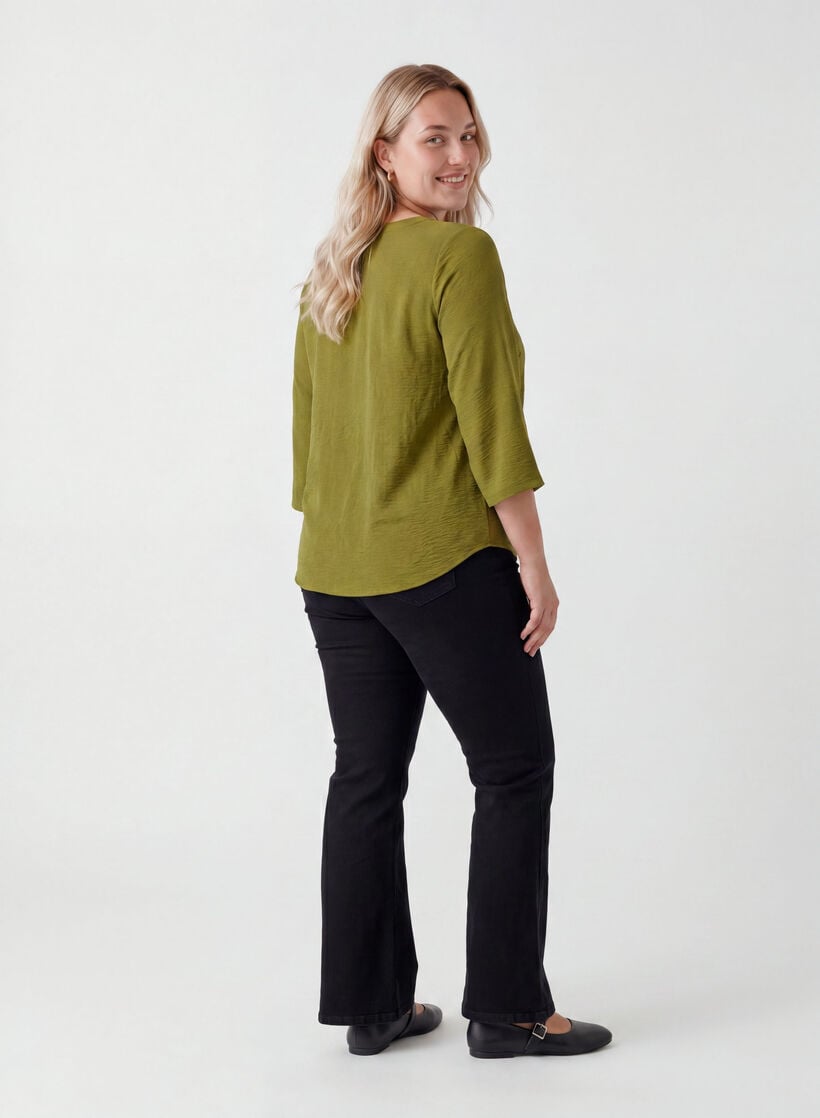 Blouse with 3/4 sleeves, Green, Model image number 2