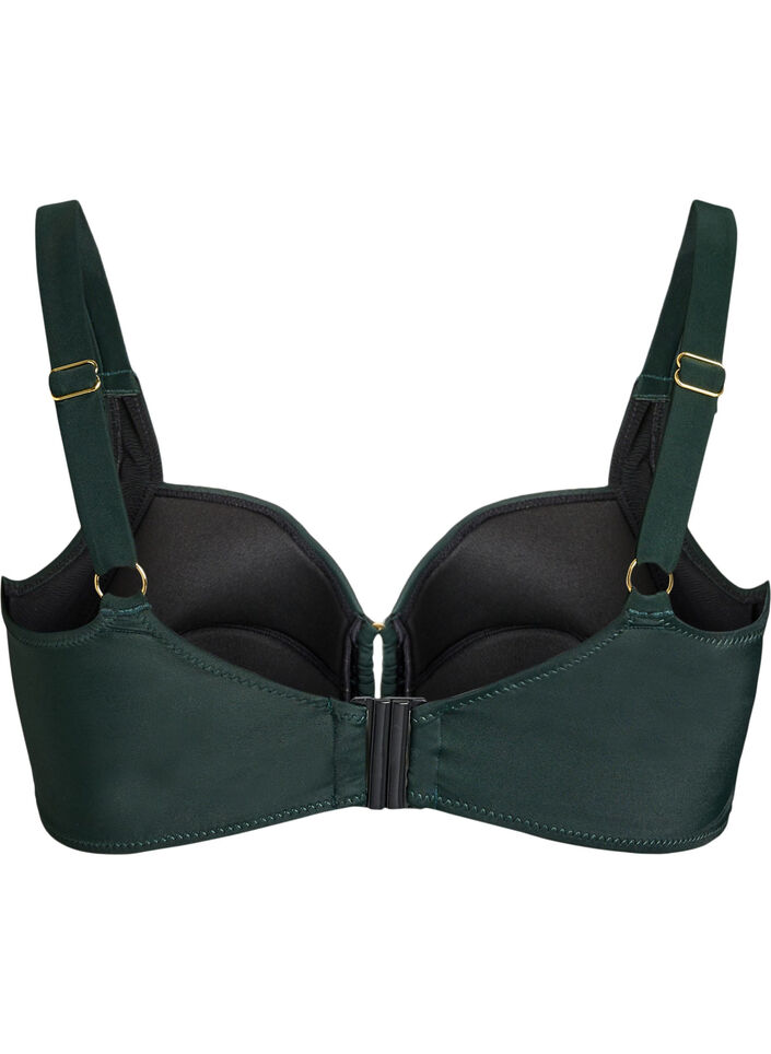 Padded bikini top with ring detail, Green, Packshot image number 1