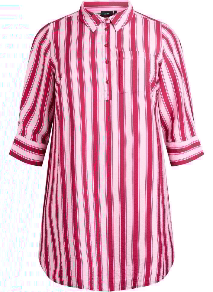 Short dress with collar and chest pocket, Pink, Packshot image number 0