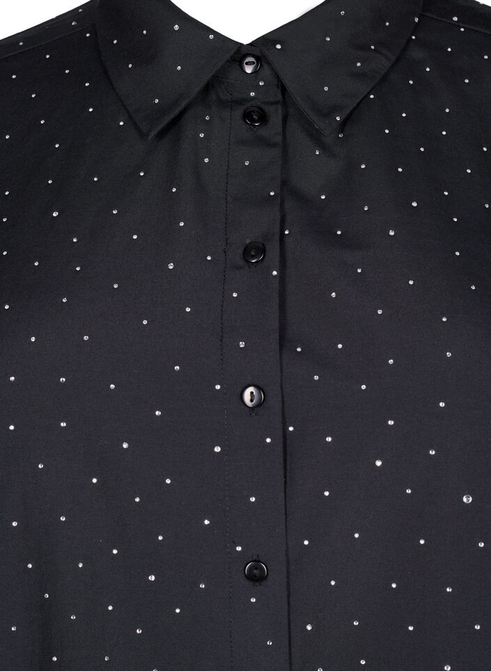 Shirt with rhinestones, Black, Packshot image number 2