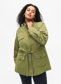 Army jacket with drawstring waist, Aloe, Model