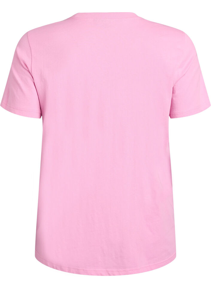 Basic cotton T-shirt with round neck, Pink, Packshot image number 1