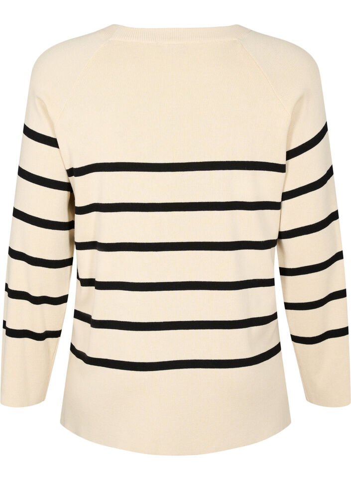 Striped Viscose Sweater, Sandshell/Black S., Packshot image number 1