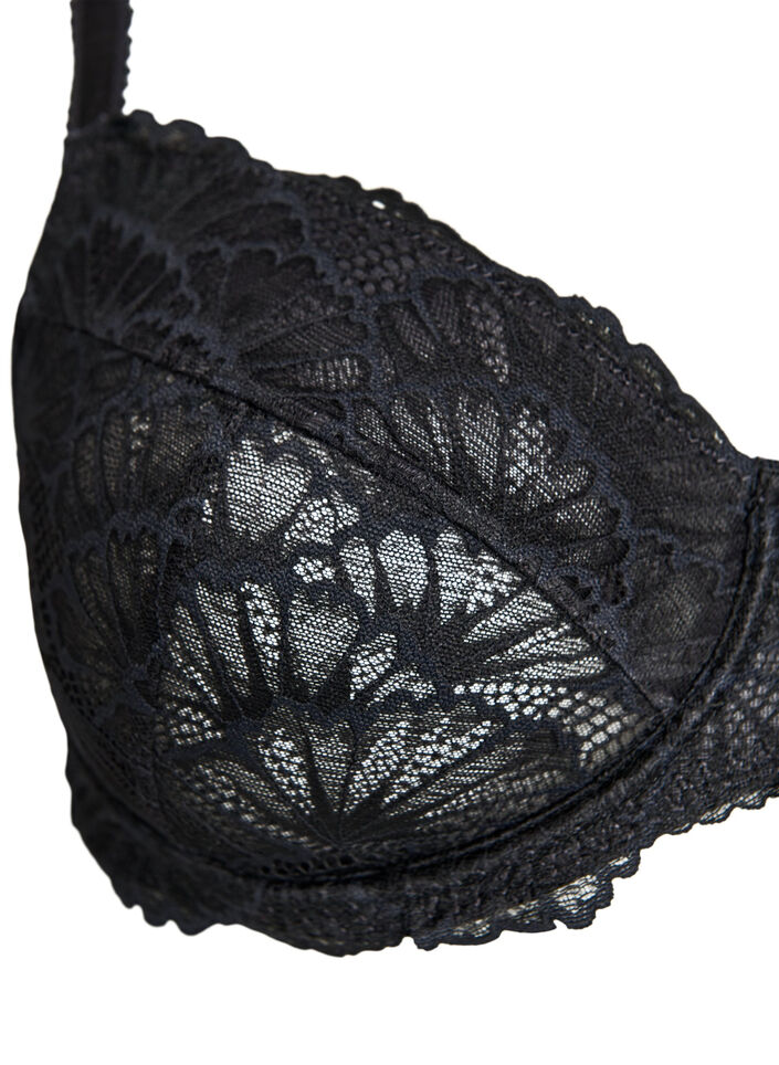 Full coverage lace bra with underwire, Black, Packshot image number 2