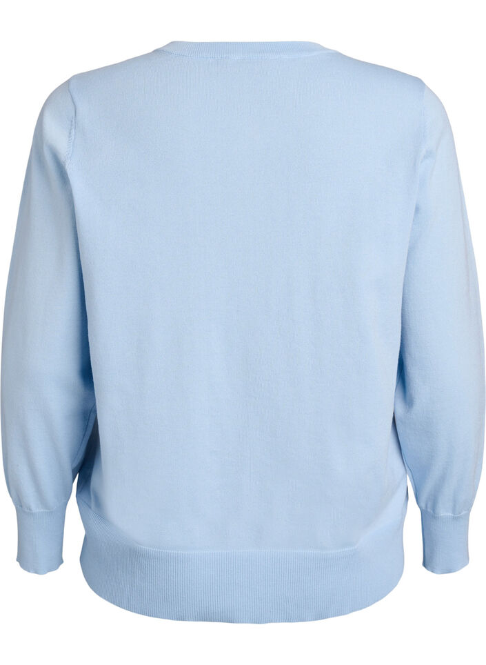 Fine-knit cardigan with round neck, Light Blue, Packshot image number 1