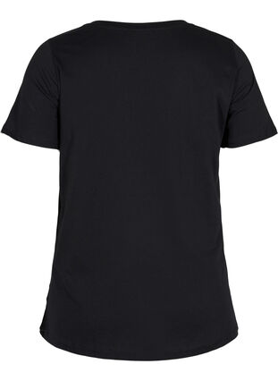 Cotton t-shirt with a v-neck, Black VACAY , Packshot image number 1