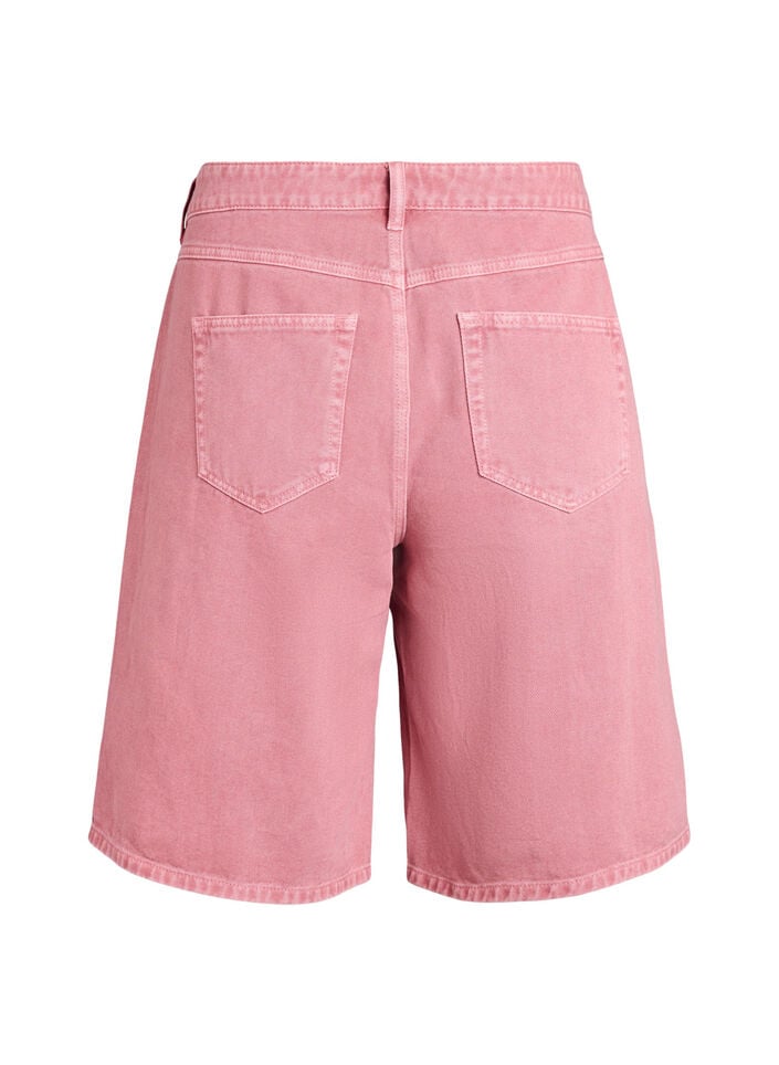 High-waisted coloured denim bermuda shorts, Red, Packshot image number 1