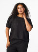 Short-sleeved blouse with lace pattern, Black, Model image number 0
