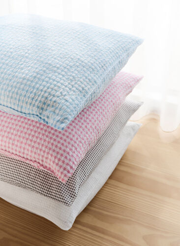 Cotton checkered bedding set, White/White Check, Image image number 0