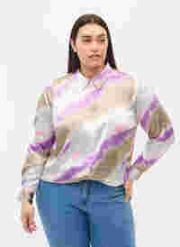 Colourful shirt in satin look, Watercolor, Model