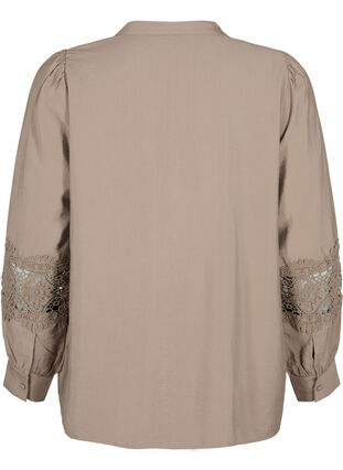 Viscose blouse with crocheted details, Caribou, Packshot image number 1