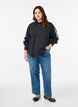 Loose shirt with sporty stripes on the sleeves, Black, Model image number 1