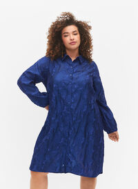 Long jacquard shirt, Mazarine Blue, Model