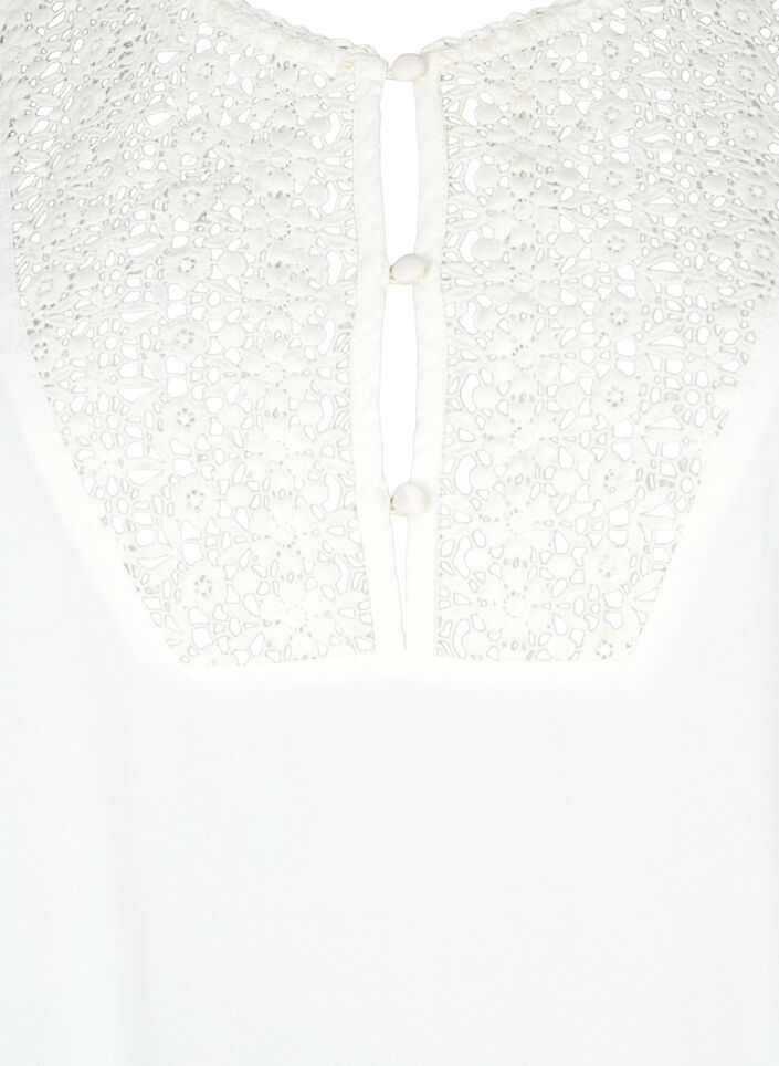 Viscose blouse with 1/2 sleeves and embroidery detail, Snow White, Packshot image number 2