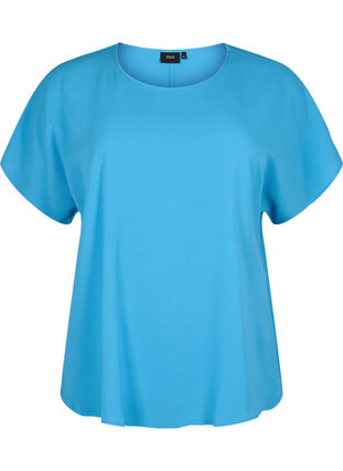 Short sleeved blouse with round neckline, Hawaiian Ocean, Packshot image number 0