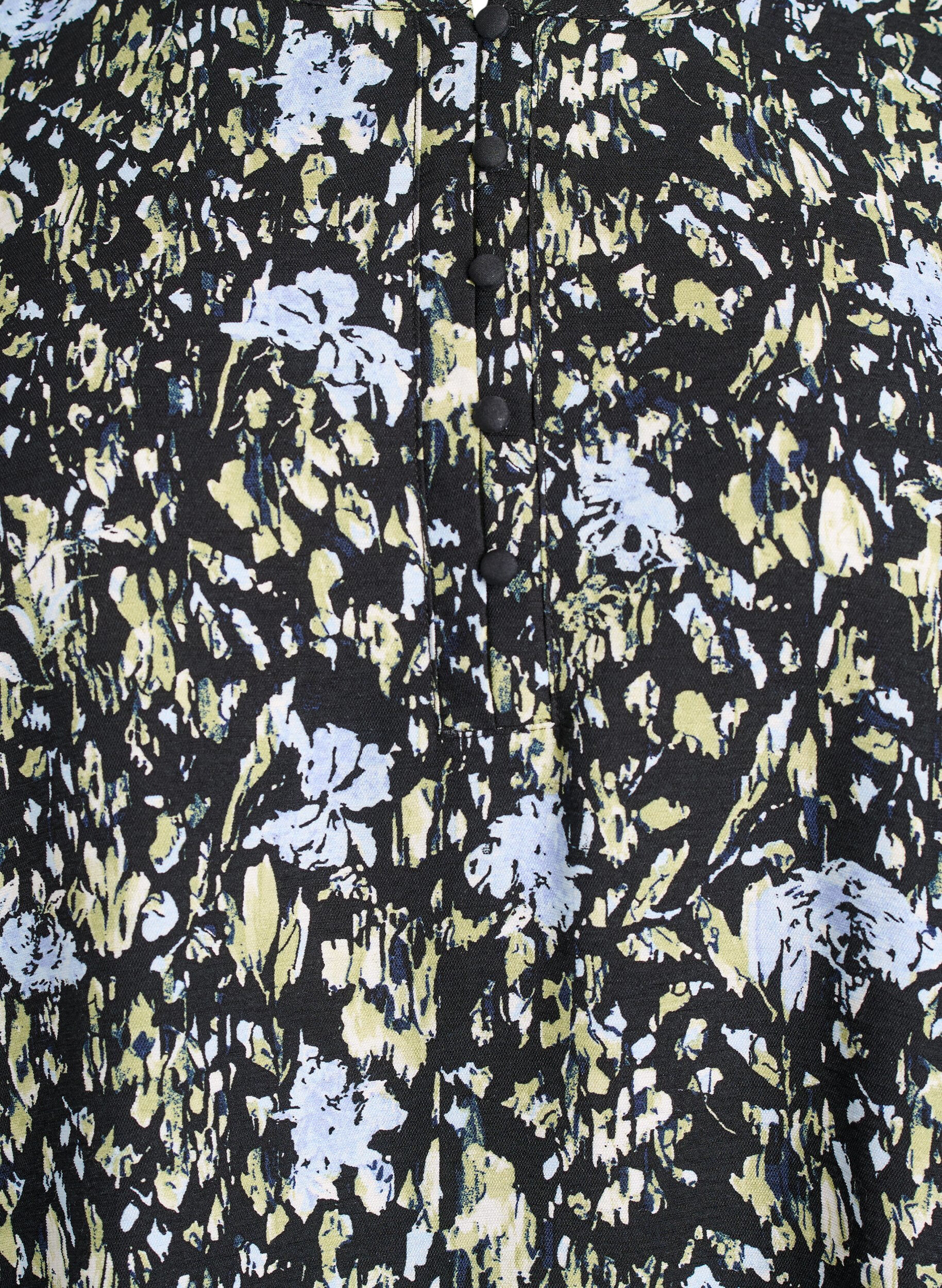 Zizzifashion Long-sleeved blouse with pattern and buttons, Black, Packshot image number 2