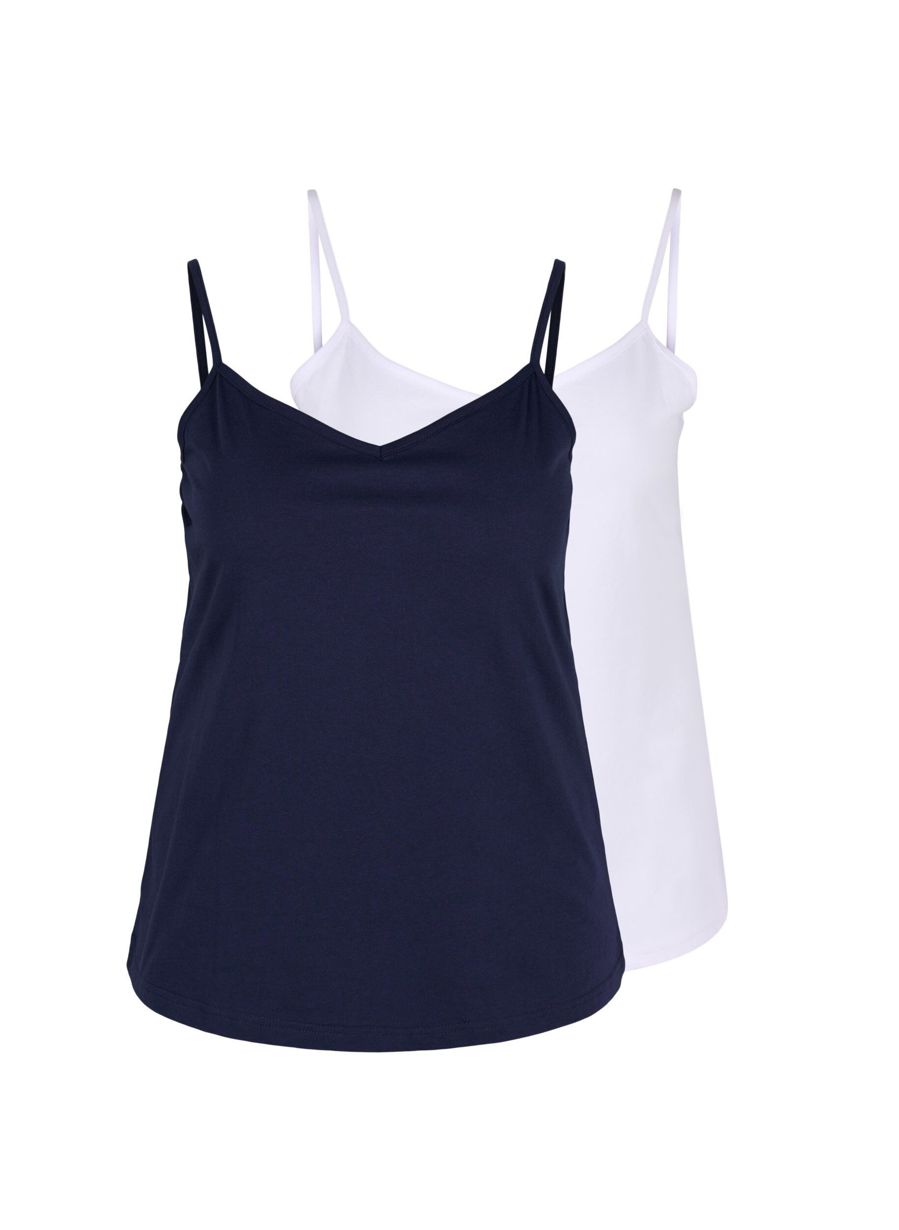 Zizzifashion Cotton basic top 2-pack, Navy B/B White, Packshot image number 0
