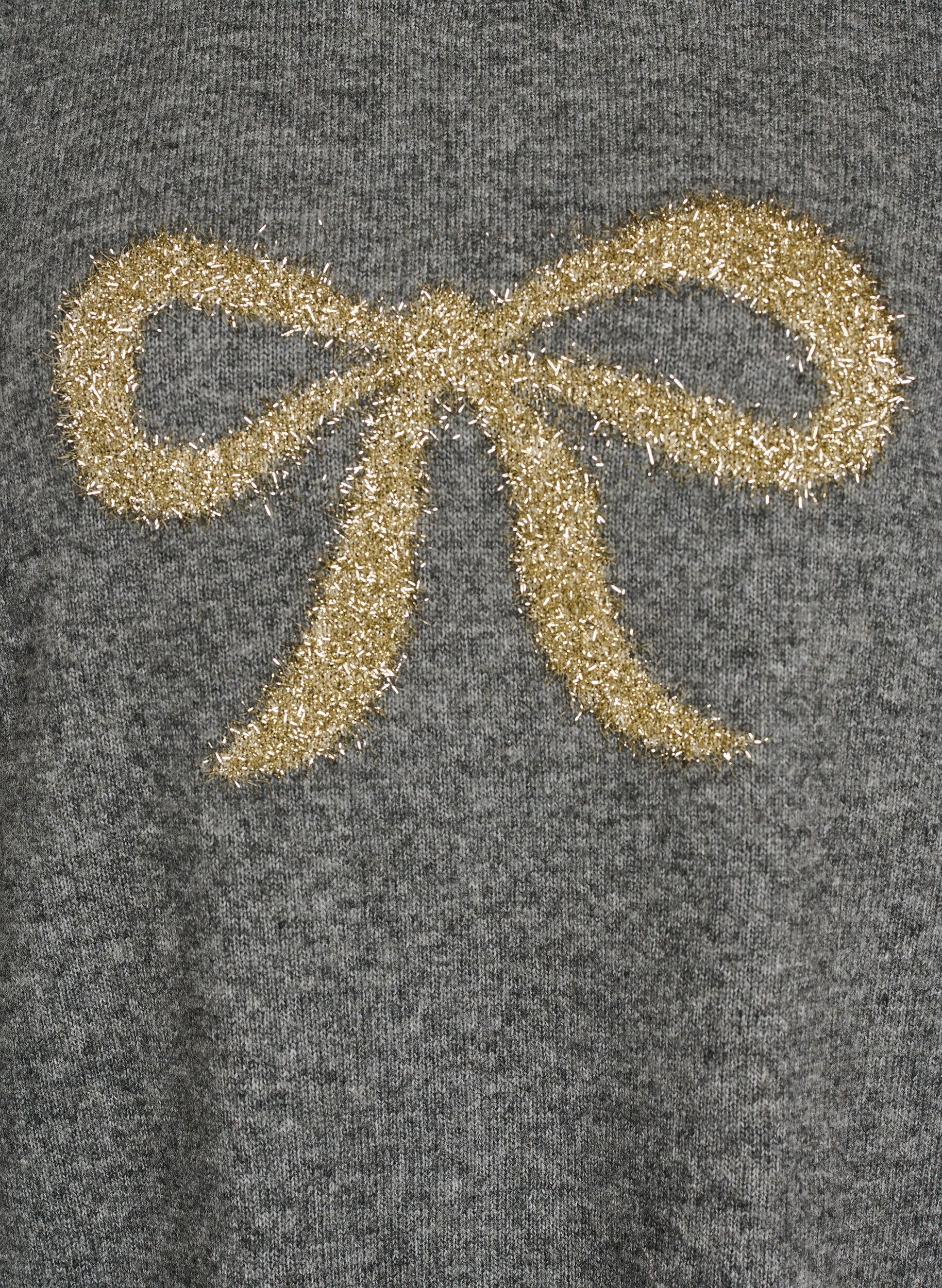 ZizzifashionKnitted blouse with glitter bow, Grey, Packshot image number 2