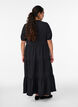 Ankle-length dress with short sleeves and tiered ruffles, Black, Model image number 1