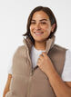 Short puff vest with high collar, Brown, Model image number 3